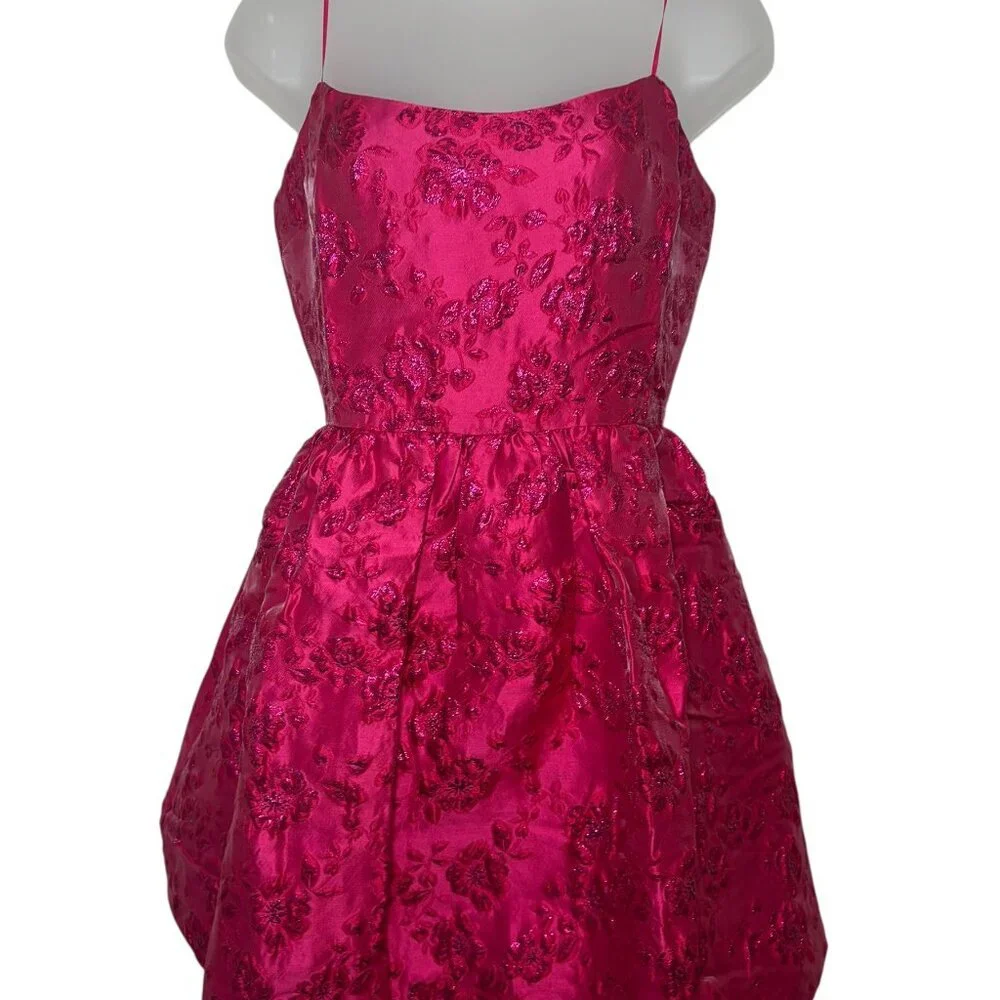 Amanda Uprichard Addison Pink Brocade Strapless Bubble Hem Dress M NWT - Picture 2 of 6